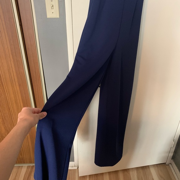 Navy blue with white stripe wide leg romper - Picture 8 of 11